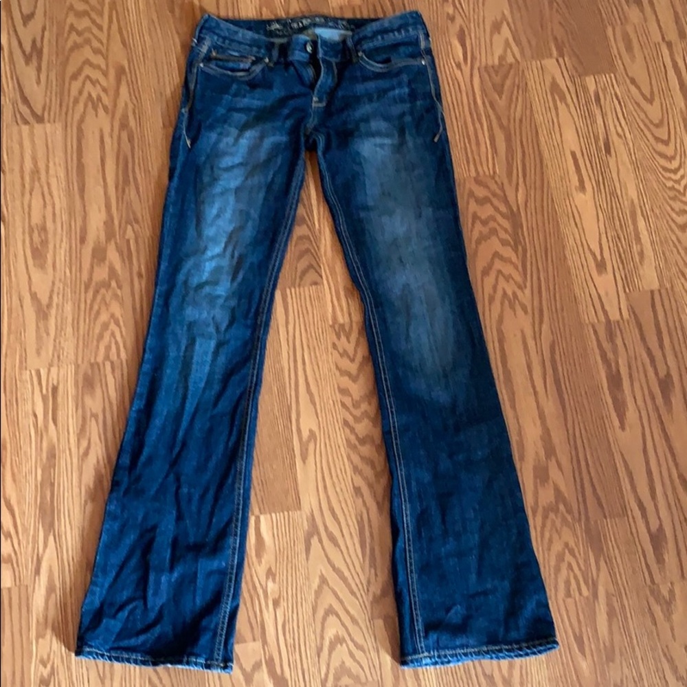 Dark denim boot cut jeans